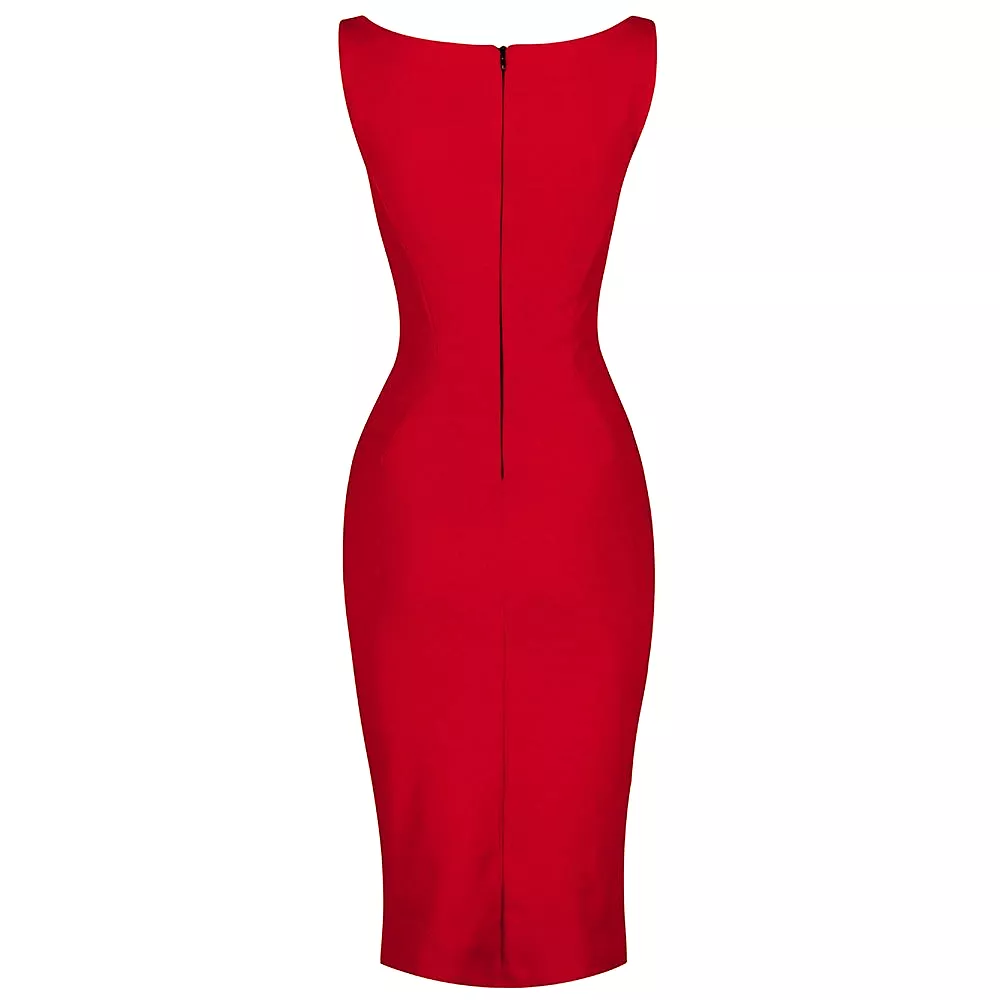 Red 40s Bodycon Sleeveless Hollywood Wiggle Dress