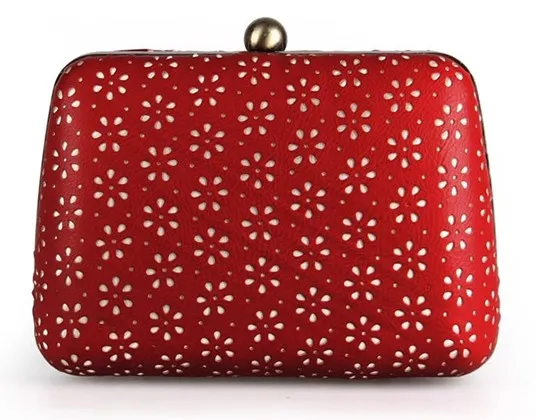 Red Vintage Hollow Out Pink Bow Glamorous Evening Clutch Purse Jewelry Box