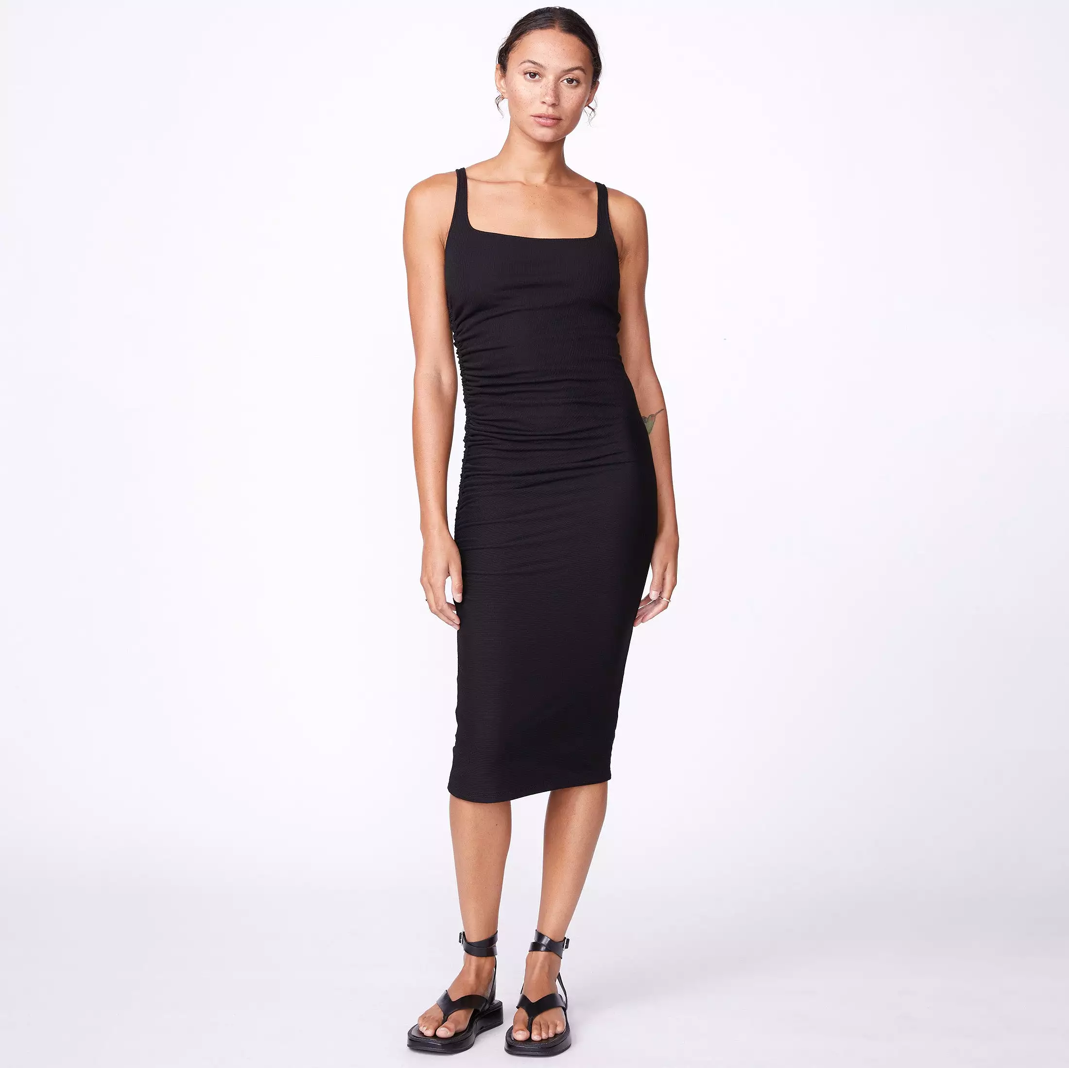 Rib Square Neck Dress