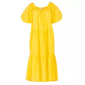 ROSEMARY Dotted Cotton Dress, in Sunflower Yellow