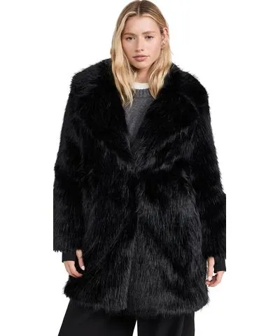 Sam. Faux Fur Mid Coat Black M