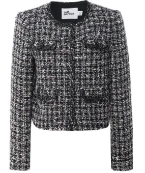 Self-Portrait Black Check Bouclé Jacket