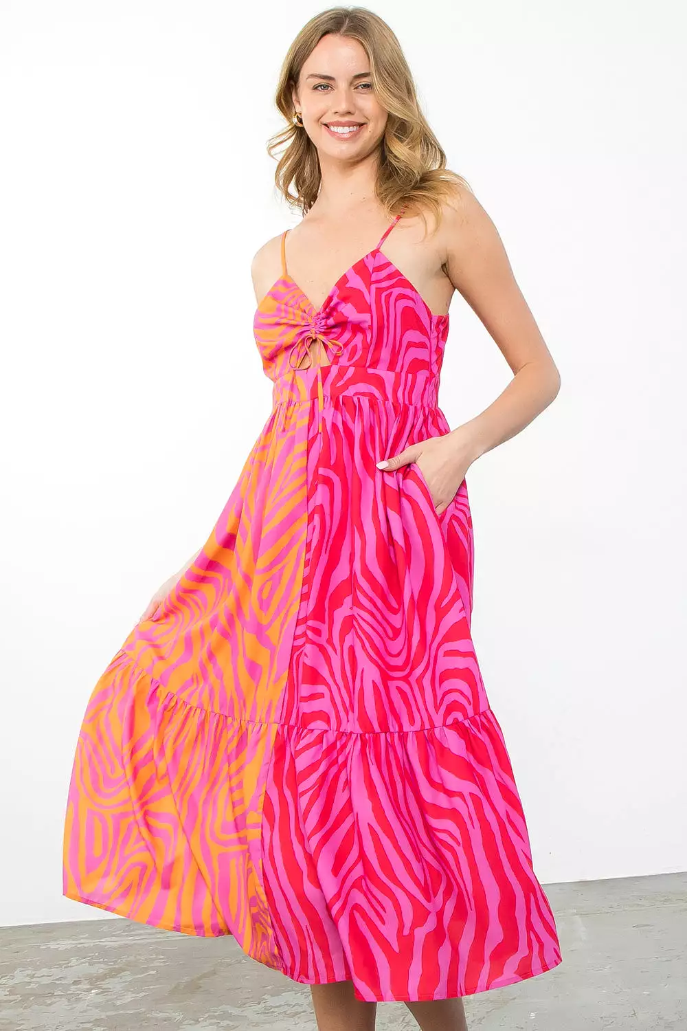 Simply Classic Colorblock Zebra Print Dress