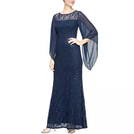 SLNY Womens Lace Embellished Evening Dress