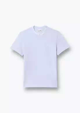 T-shirt Lacoste logo sur le col bleu gris 2K24