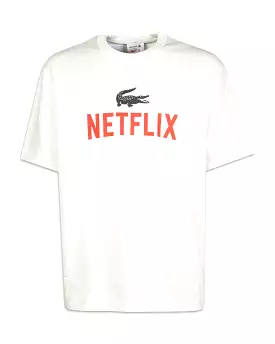 T-Shirt Lacoste x Netflix Big Logo Bianco