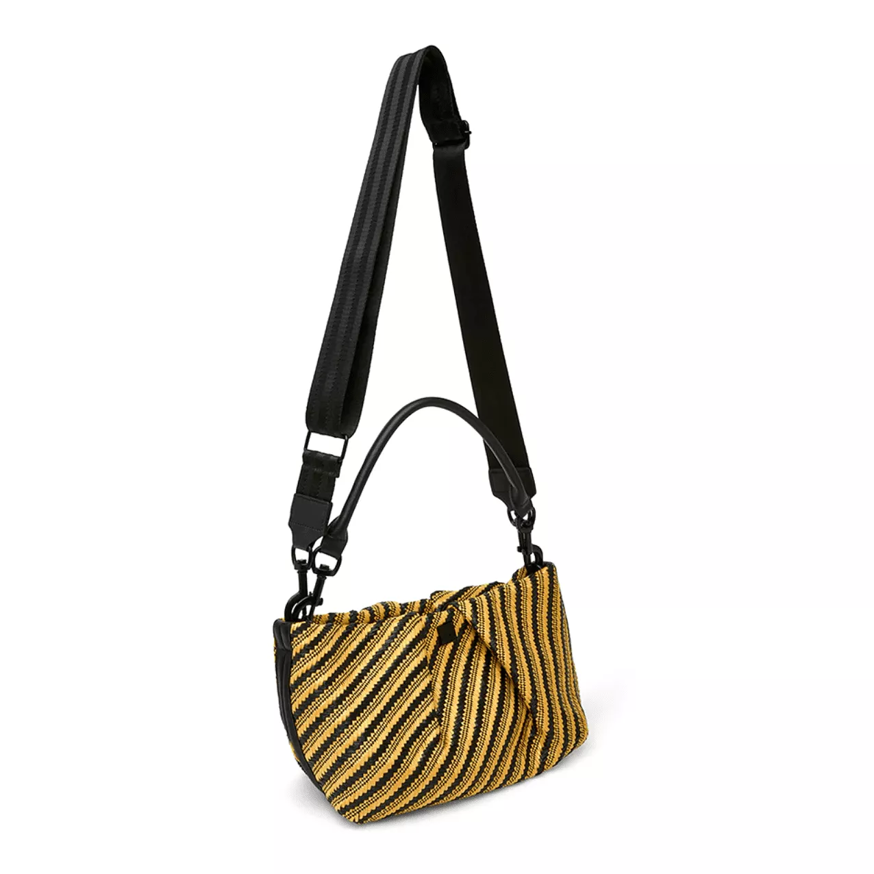 Think Royln Chic Savanna Clutch Crossbody Diagonal Stripe Raffia Handbag in Dune Black