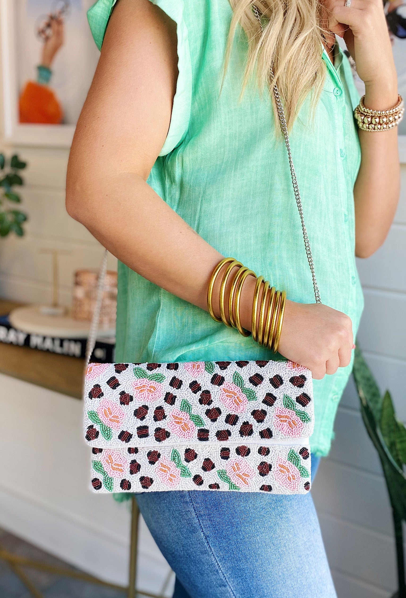 Trend Spotter Beaded Clutch