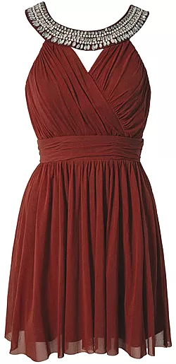 Trim Cross Front Dress Red