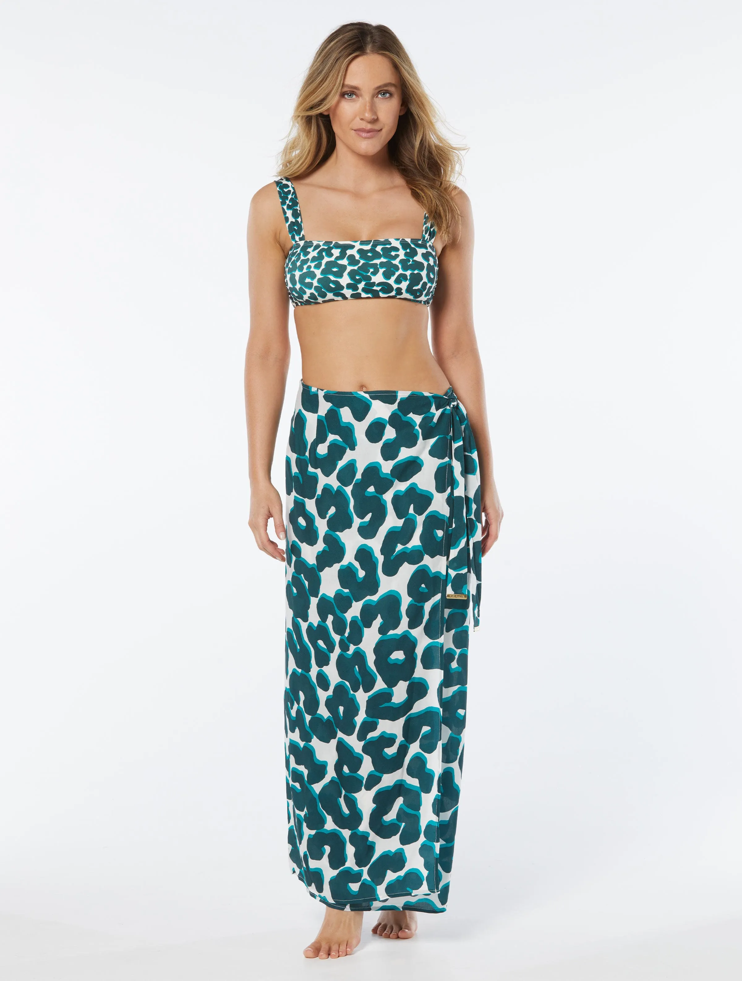  Vince Camuto Wrap Maxi Skirt Cover Up - Seaside Leopard     