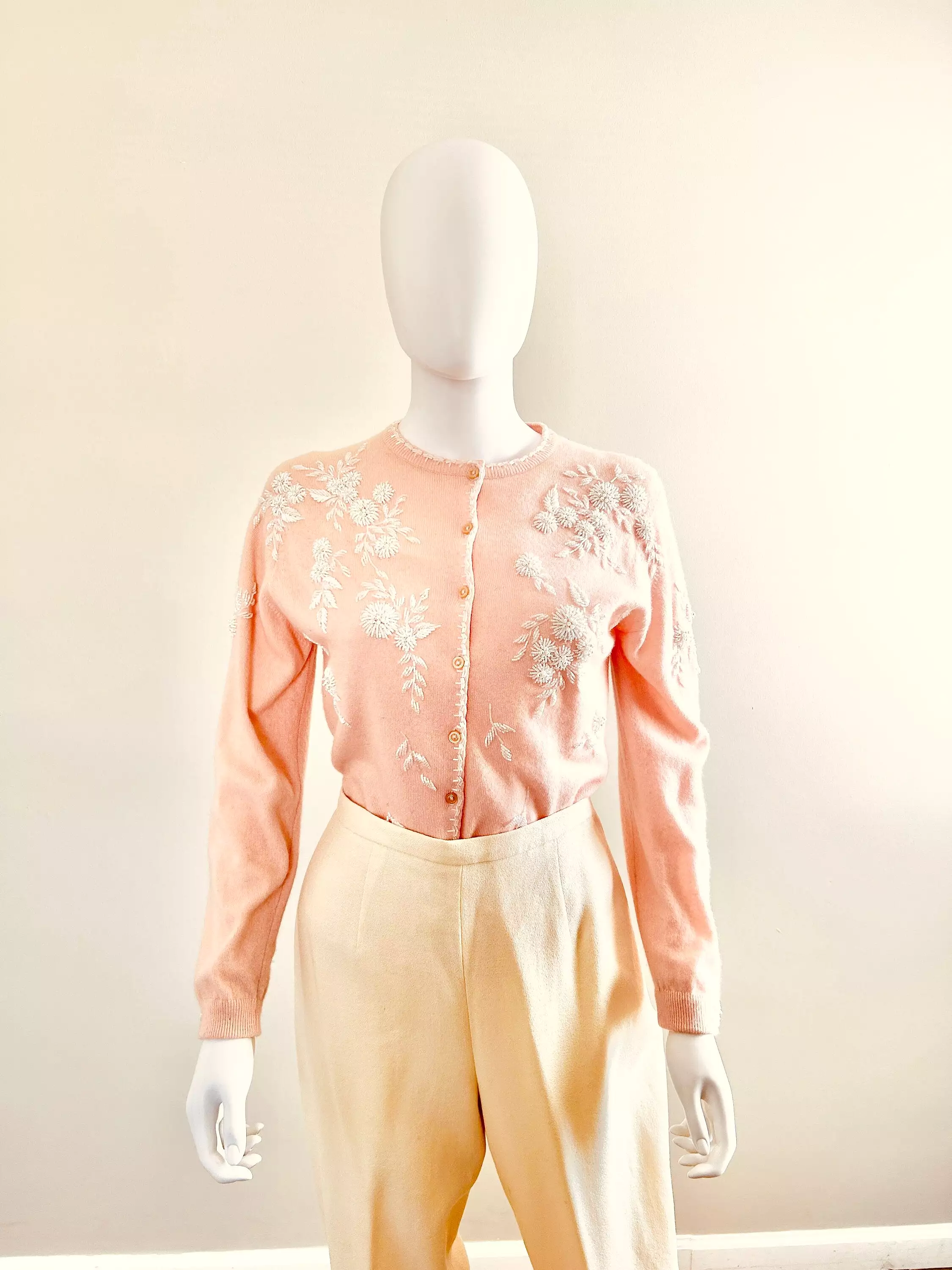 Vintage 1910s Pink Day Dress /Edwardian Cotton Dress / Size S