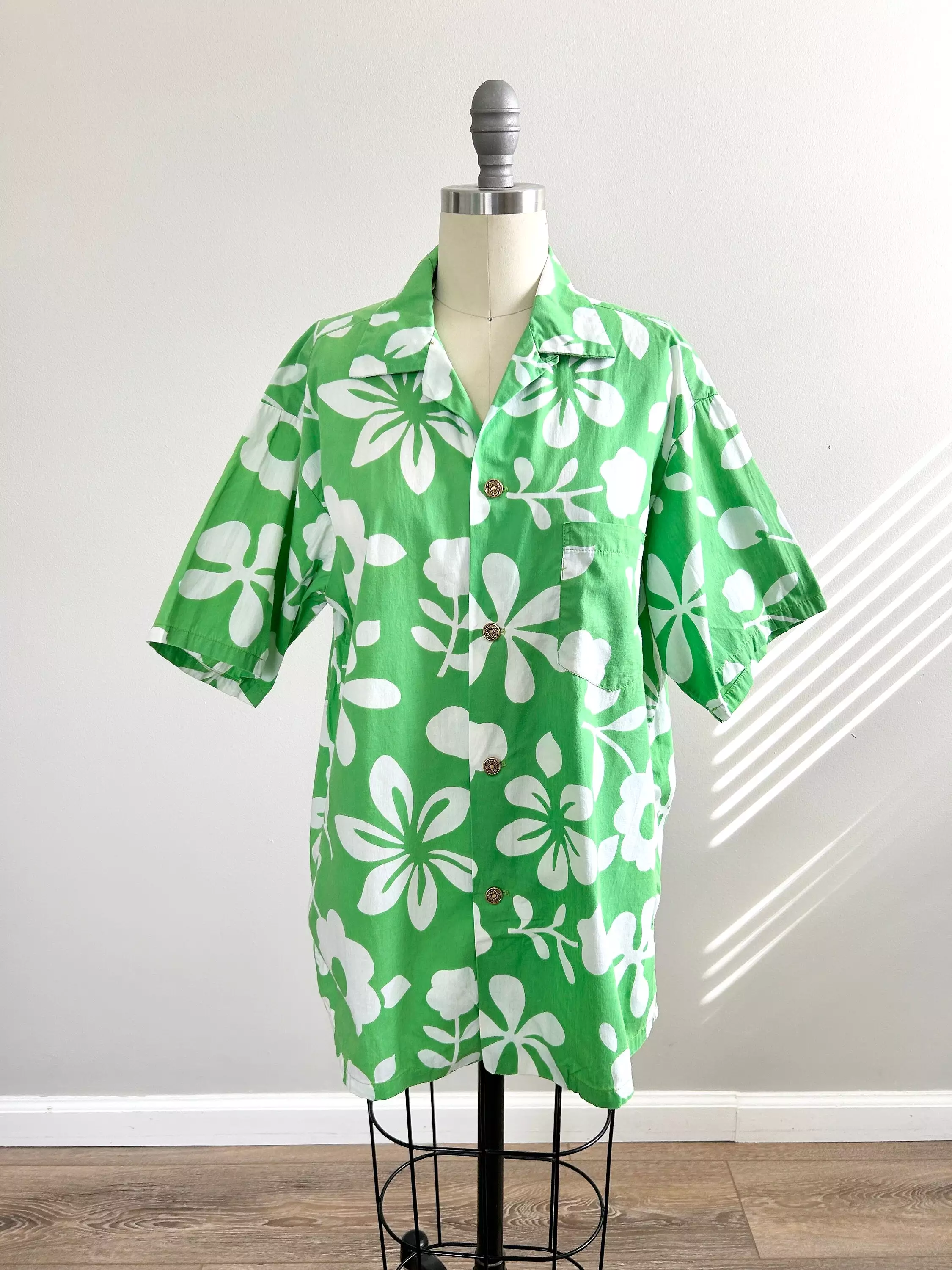 Vintage 1960s Hawaiian Dress and Shirt Matching Set / 60s Couples set / Size L XL