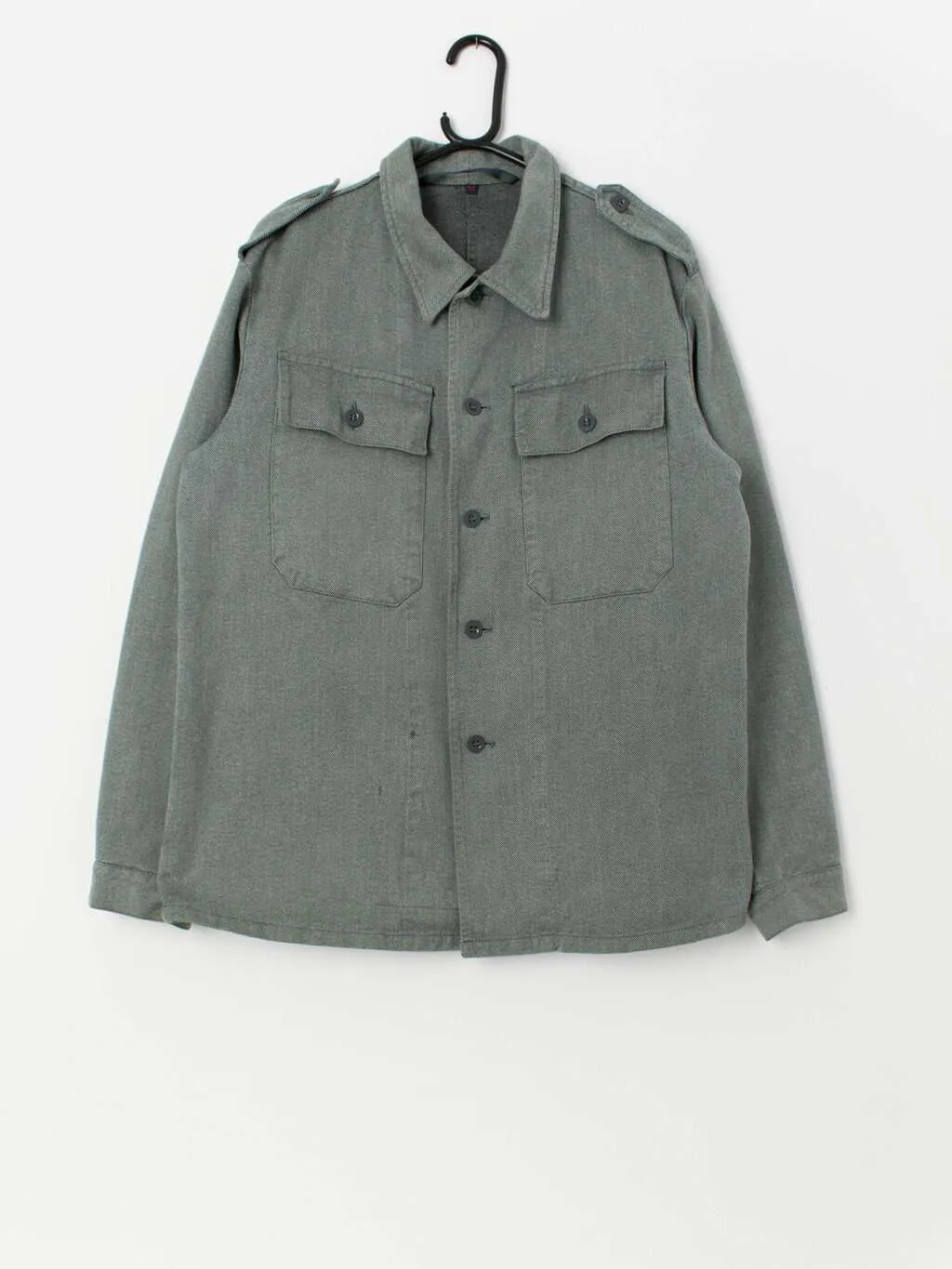 Vintage utility chore jacket in grey with pointed collar – Large