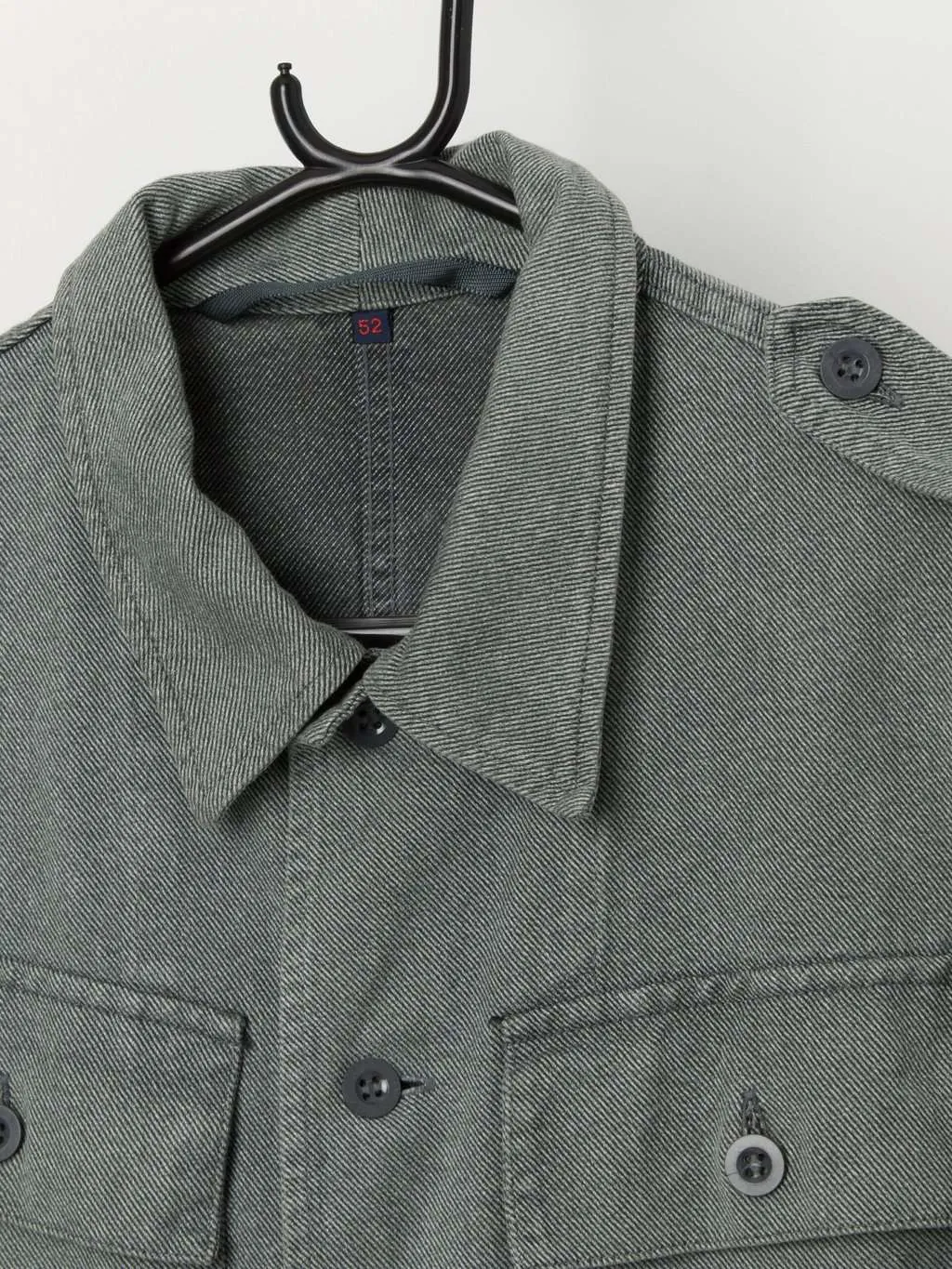 Vintage utility chore jacket in grey with pointed collar – Large