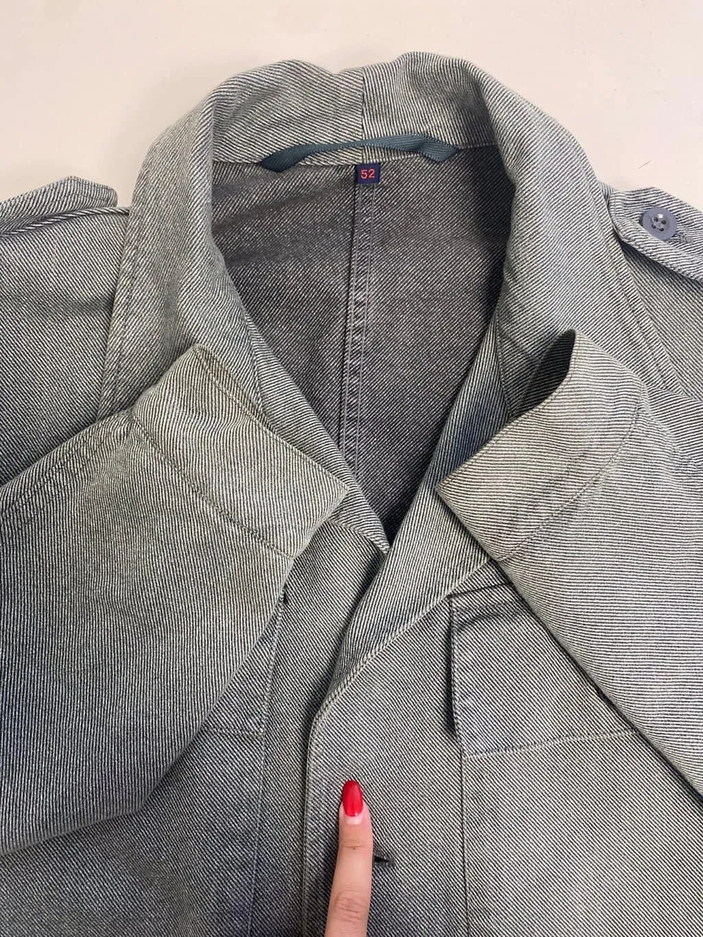 Vintage utility chore jacket in grey with pointed collar – Large