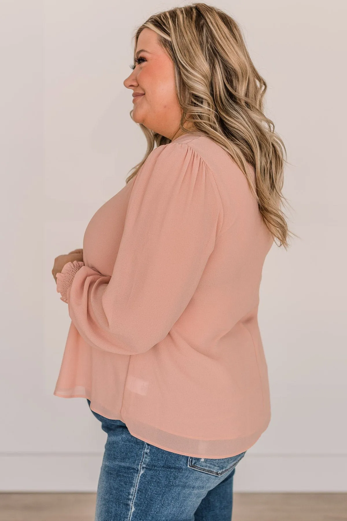 Where We Started Long Sleeve Blouse- Light Peach