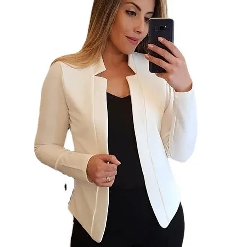 Women's Elegant Solid Color Patchwork Placket Coat Blazer