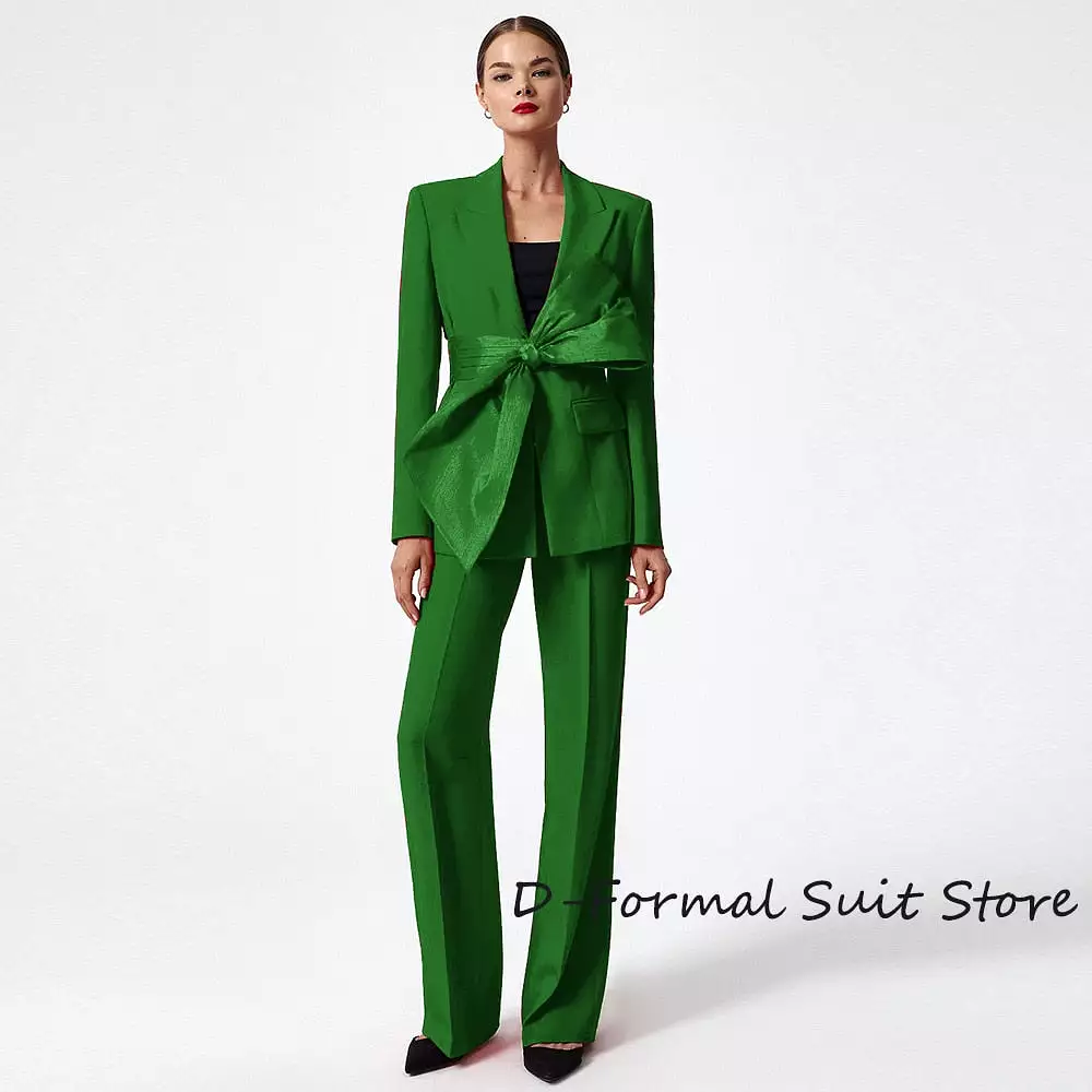 Women's 2-Piece High Street Suit Tailored Tailored Pointed Lapel Party Tuxedo Pants Set Womens Clothing Dresses for Prom Top Red