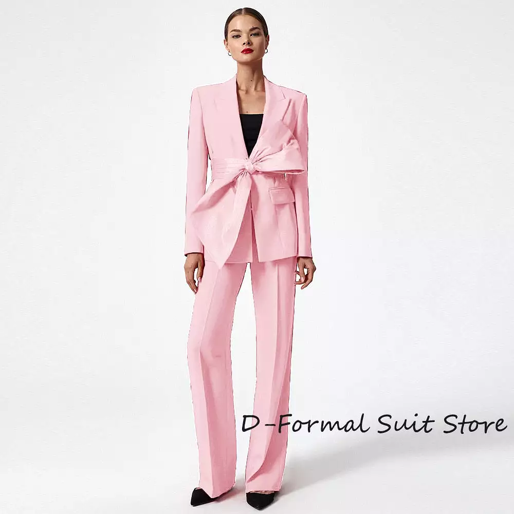 Women's 2-Piece High Street Suit Tailored Tailored Pointed Lapel Party Tuxedo Pants Set Womens Clothing Dresses for Prom Top Red