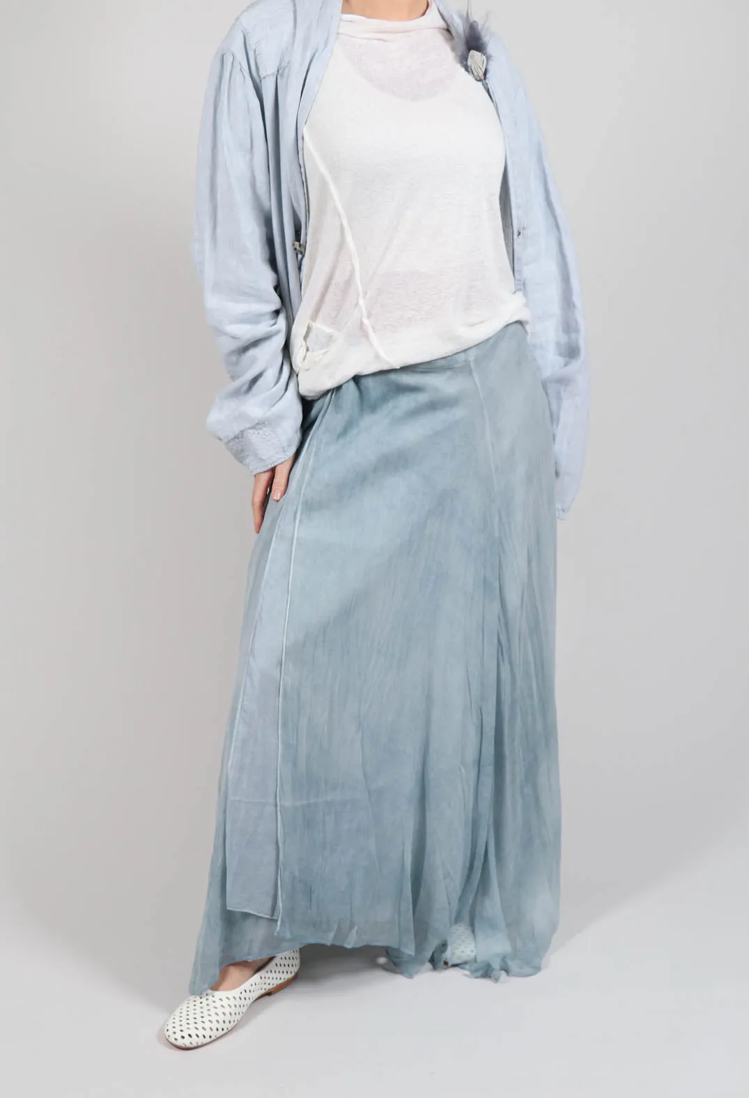 Wrap Silk Skirt in Original Cool Blue