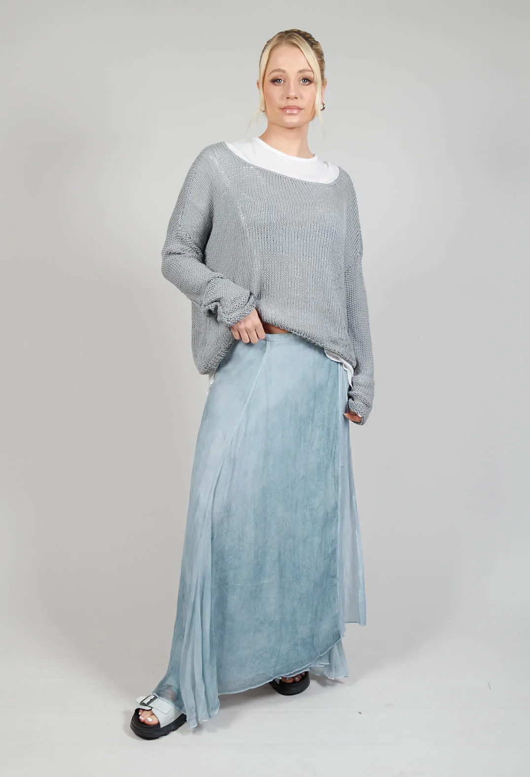 Wrap Silk Skirt in Original Cool Blue